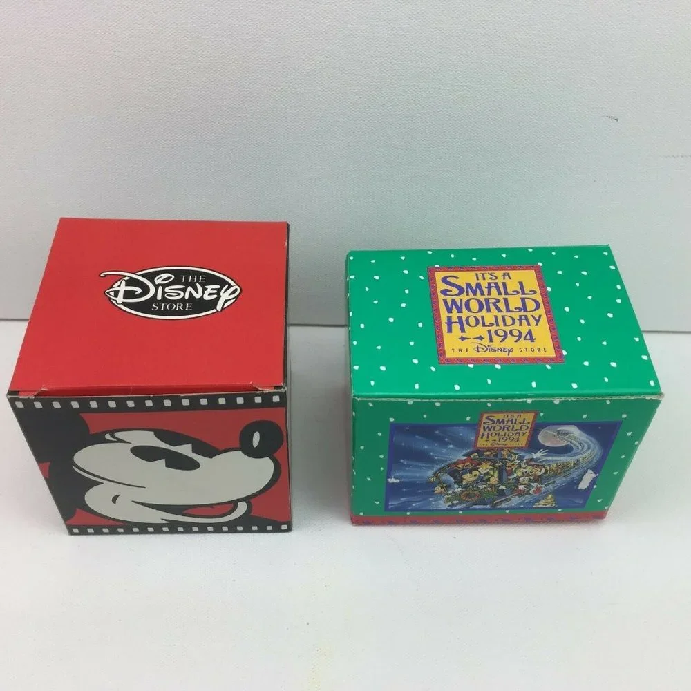 Vintage The Disney Store It's A Small World Holiday 1994 Cube Gift Boxes